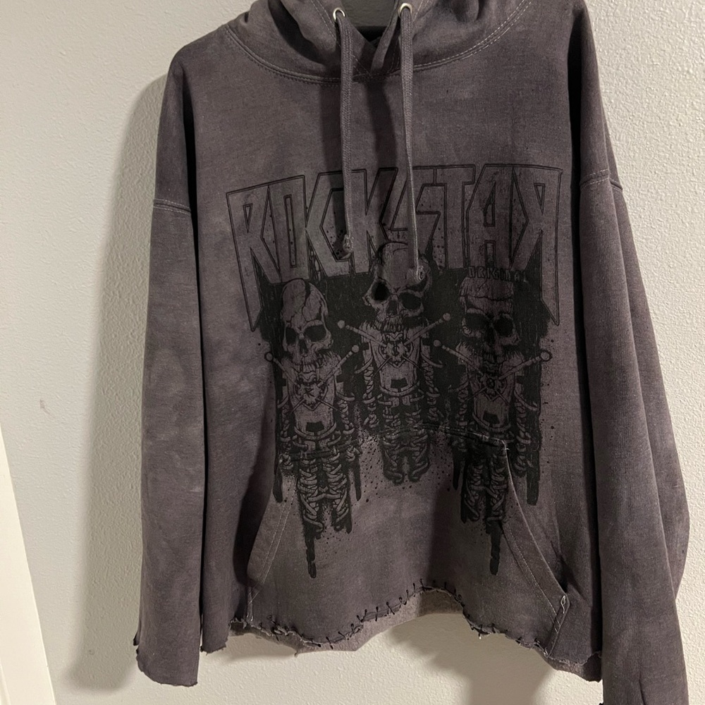 Gray Rockstar Graphic Hoodie